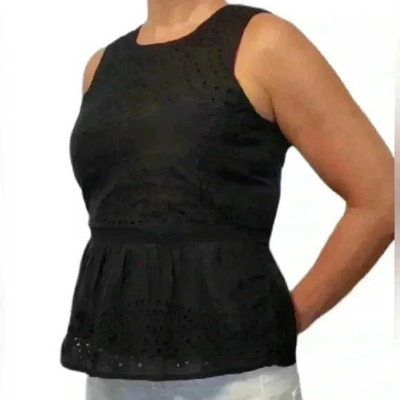 J.Crew Women’s Eyelet Peplum Cotton Silk Blend Top Size 6 - Picture 5 of 6